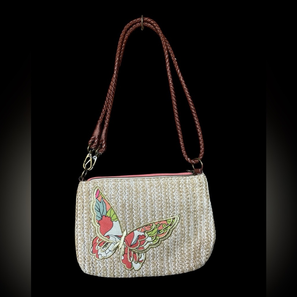 Sakroots Tan Small Crossbody Bag with Embroidered Design